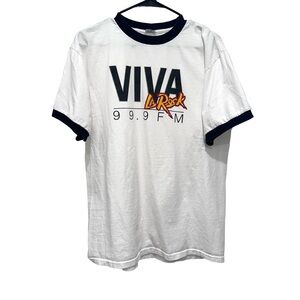 KISW 99.9FM Seattle Viva La Rock white & black T shirt size L